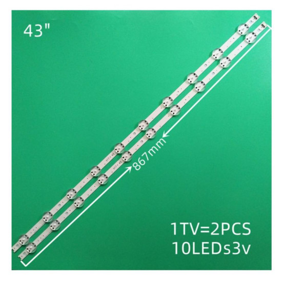 Backlight Strips For LG 43 Inch TV 10 led 3V ( 2 pcs set)