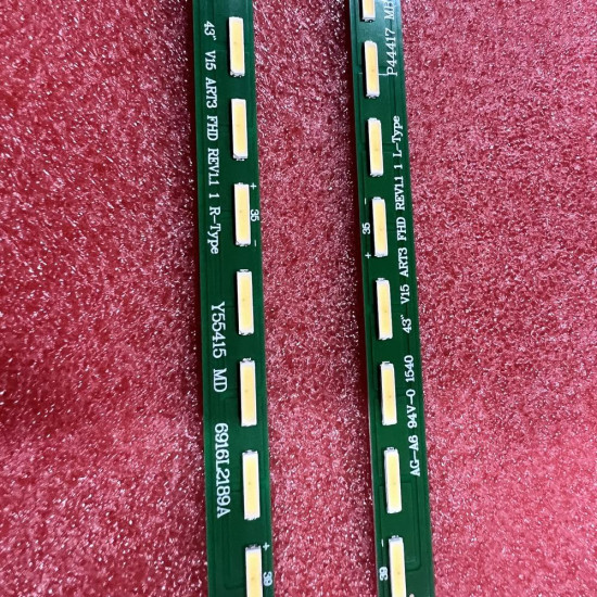 LED Backlight Strip for LG 43 Inch TV, 39 LED 43" V15 ART3 FHD REV1.1 (2 Pcs Set)